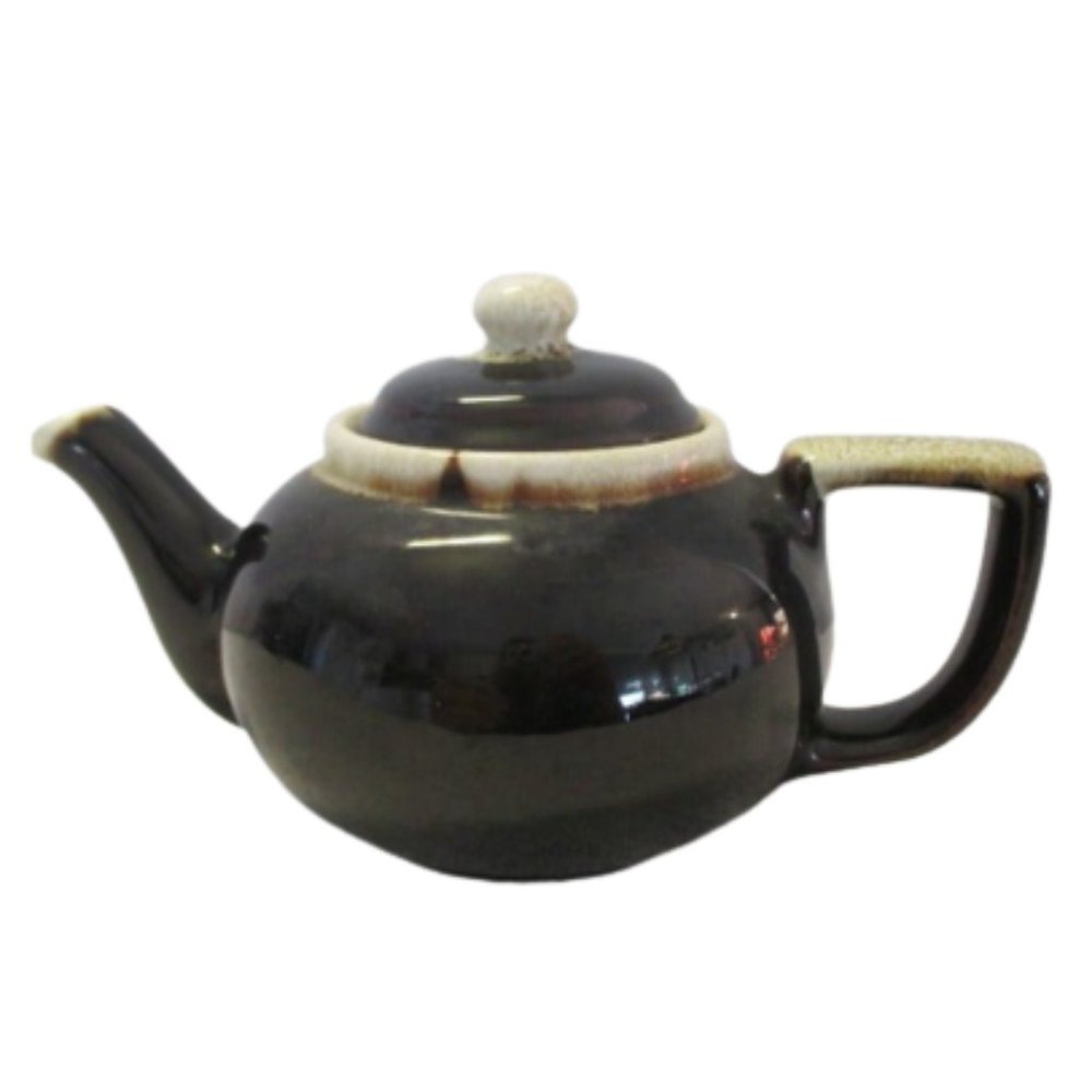 Pfaltzgraff Gourmet Brown Teapot Brown Drip Dinnerware Mid Century Modern TeaPot